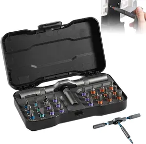 24 in 1  Ratchet  Set, Allen Wrench Ratchet Set, 24 in 1 DIY  Set  Compact and Portable Ratchet  Handle Detachable Versatile for PC, Furniture, Bicycle