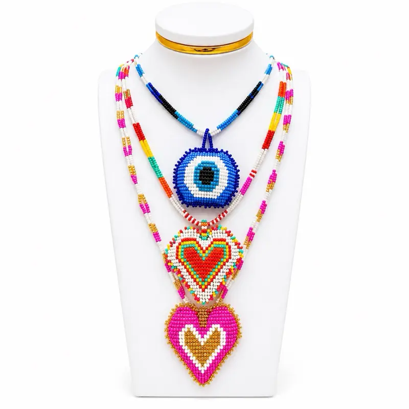 Handmade Beaded Necklaces – Hearts, Stars & Colorful Charms