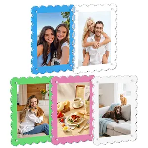 Artistic Minimalist Christmas Holiday Photo Frame, Colorful Acrylic Transparent Light, Desktop Display, Home Decor Polished Finish