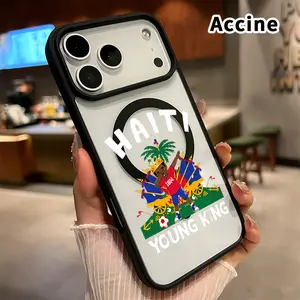 Magnetic Phone case for iPhone 17 16  Pro Max Plus 15 14 13 12 11 Air E Haitian Young Monarch Pattern Non-Yellowing Shockproof Soft Silicone Transparent Acrylic Cover Supports Wireless Charging