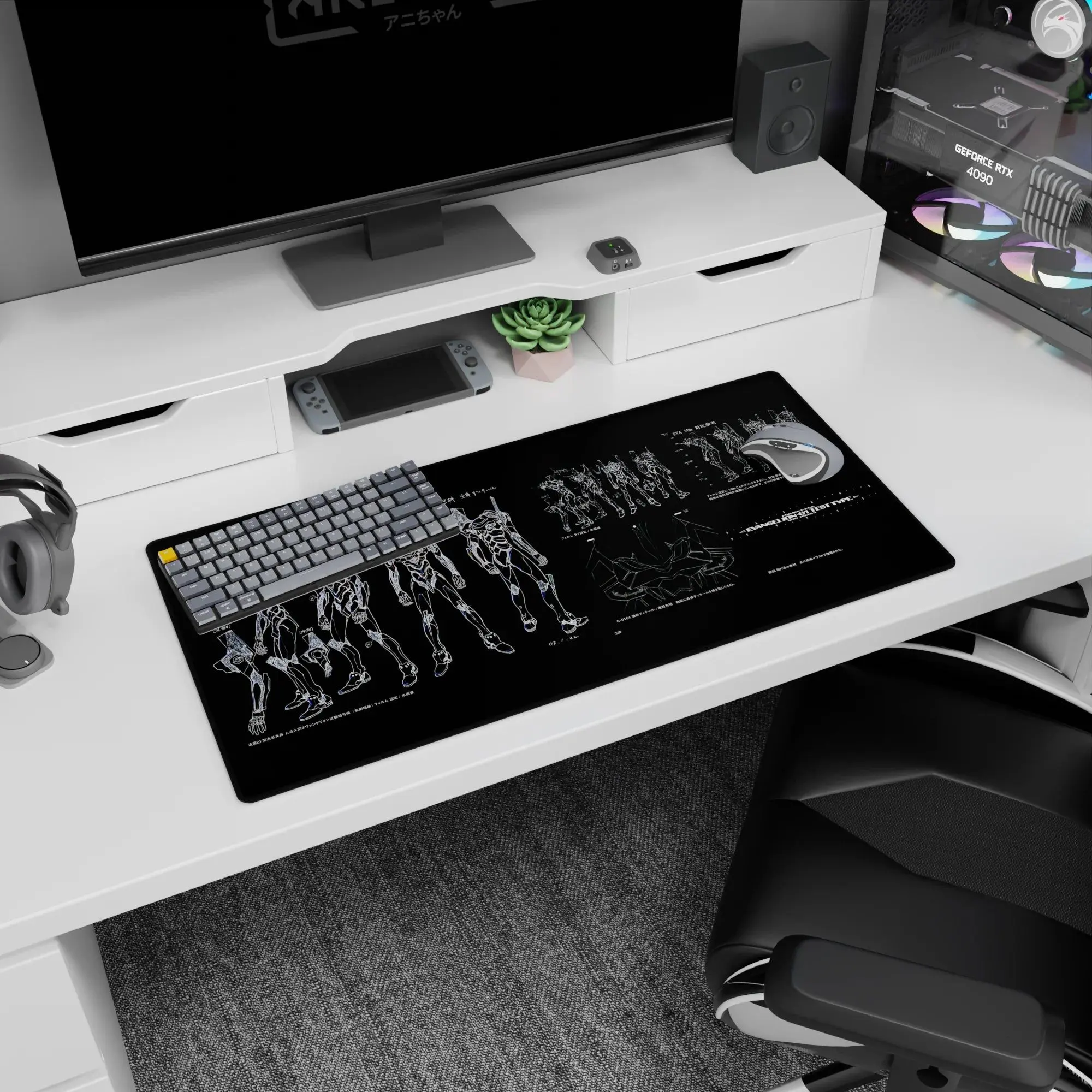 [SALE UP TO 30%]Evangelion - Anime Desk Mat - Eva Unit-01 Blueprint, Mouse Pad for Anime Fan, Gaming Desk Accessories, Large Computer Pad, Desk Decor