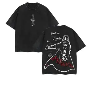 naruto minato tshirt, 4th hokage shirt, anime streetwear tee, vintage washed tshirt, oversized graphic tee, naruto back print shirt, hip hop anime top, casual loose fit tee, men anime tshirt, streetwear clothing