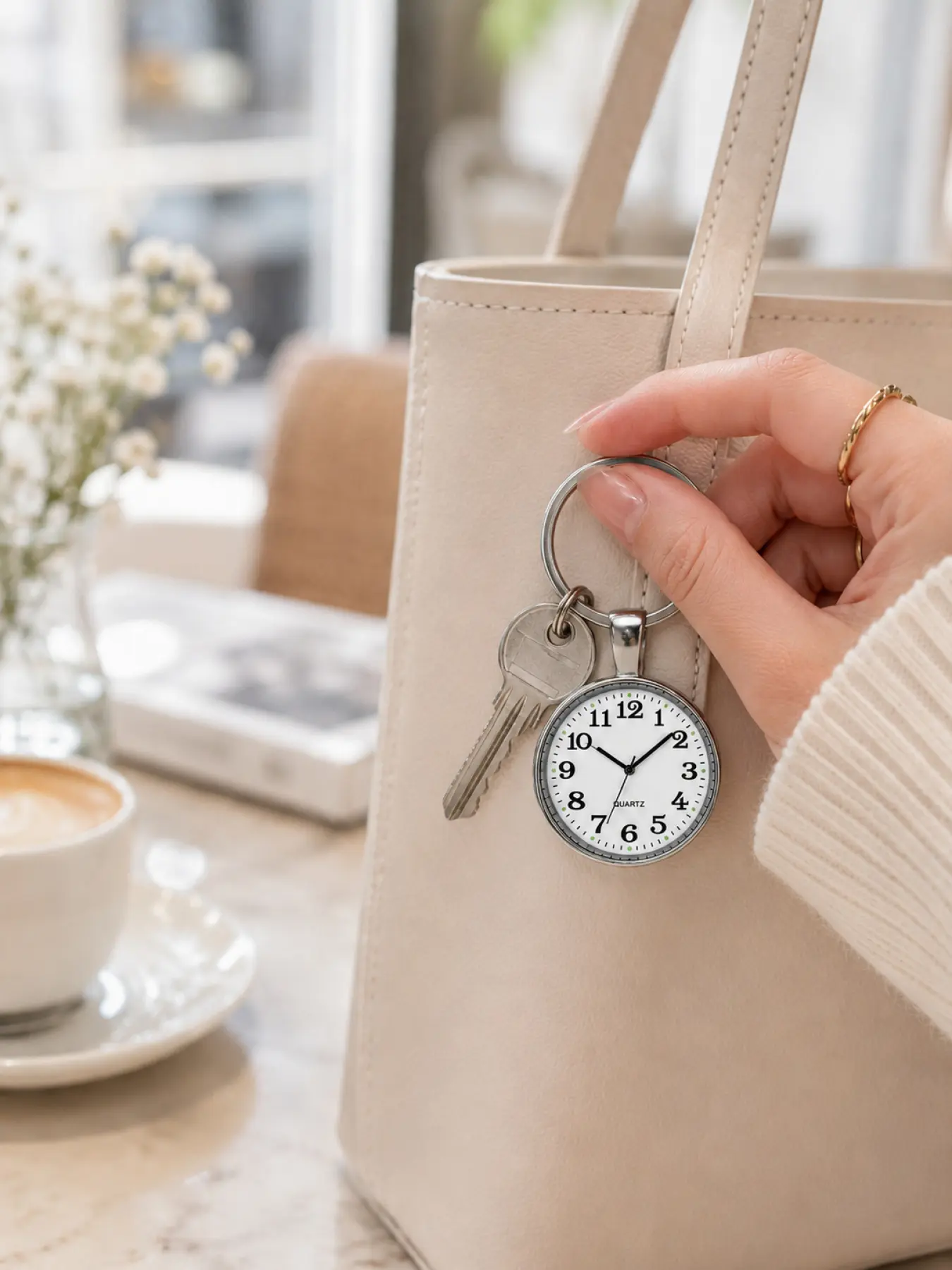 Tassel Watch Dial Keychain, Zinc Alloy Round Key Ring, Key Holder for Purse, Suitable for Car Keys, Handbags, Backpacks. A fashion accessory, perfect as a holiday gift for Christmas, Halloween, Valentine's Day, and New Year. Ideal for gifting to ladies