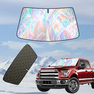 Auto Sun Shield - 5-Layer Titanium Laser Sun Shield, 57.09x36.22 Inch Universal Front Windshield Heat Shield, Summer/Winter Car Sun Shield