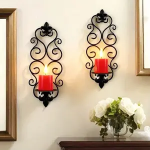 Set of 2 Scroll Wall-Mounted Candle Holders, Perfect for Christmas and Other Holiday Home Decorations, Elegant Festive Accessories