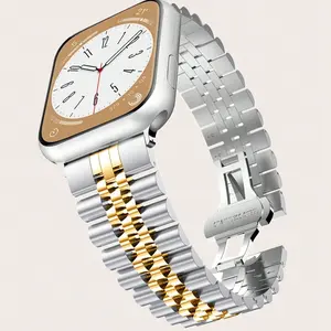 1PC metal bead free butterfly buckle silver+gold Apple Watch bands, Smart Watch Straps, compatible with Apple Watch 38/40/41/42/44/45/46/49mm, suitable for Apple Watch series Ultra/SE/11/10/9/8/7, strap only, watch and case not included