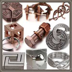 9 Pcs Metal Brain Teaser Puzzles Teaser 3D Steel Puzzle for Adults Unlock Interlocking Games IQ Education Smart Logic Test Toys for Adults Mind Challenge(Diverting Style)(Gag Toys & Practical Jokes)(Gag Toys & Practical Jokes)