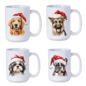 Custom Dog Breeds in Santa Hat Mug