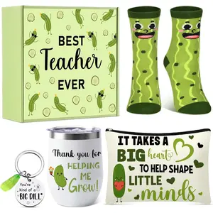 Geiserailie 2026 Teacher Appreciation Gifts for Pickle Lover Graduation Funny Pickle Gift for Teacher End of Year Birthday Back to School Present Included Tumbler Keychain Socks Makeup Bags