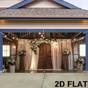 2d flat banner  Rustic Barn Door Wedding Ceremony Theme Festival Banner-Multi-functional decoration suitable for festivals, courtyards, studios, homes and garden celebrations, as well as outdoor party background decoration