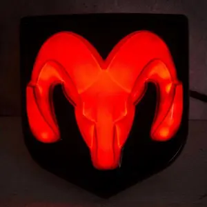 2009-2018 RAM LED Tailgate Emblem Black  MOPAR Licensed Red Illumination