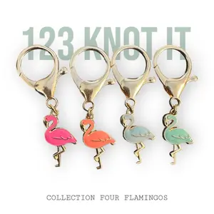 Four Flamingos set of 4 large clasp Stitch Marker Set