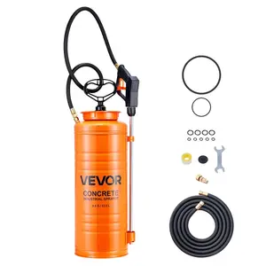 VEVOR Industrial Concrete Sprayer, 3.5 Gallon Stainless Steel Sprayer, Heavy Duty Tri-Poxy Pump Sprayers, 20.5Wand with Ergonomic Gun Handle, 48 120Hose, 2 Brass Nozzles for Construction, Garden