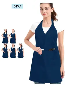 5-Piece Apron Set, Waterproof Oil-Resistant, Adjustable Straps, Large Pockets for Phone & Tools, Suitable for Home Kitchen & Commercial Use