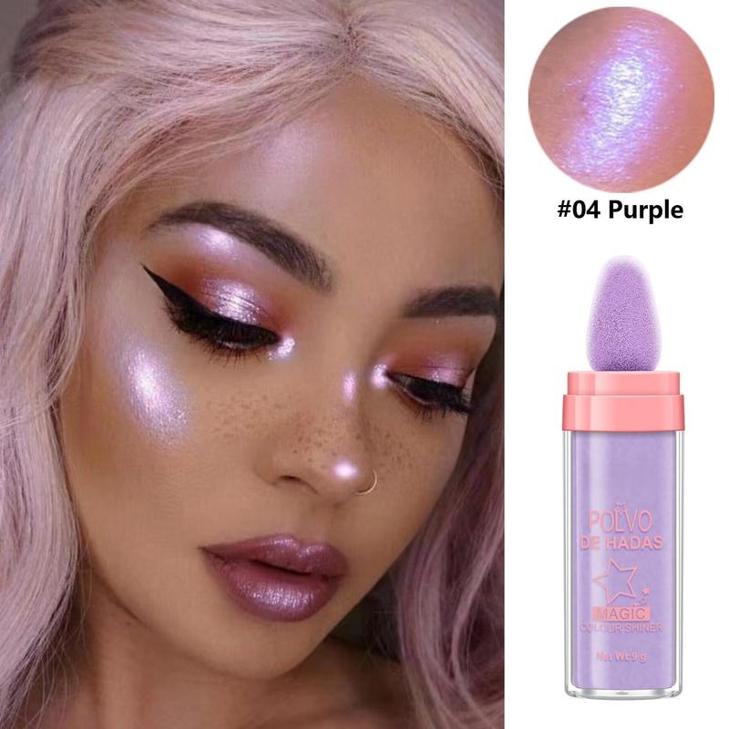 Polvo De Hadas Fairy Highlight Patting Powder Highlighter Body Brightens the Natural Three-dimensional Face Powder Blusher (#04 Fantasy Purple)