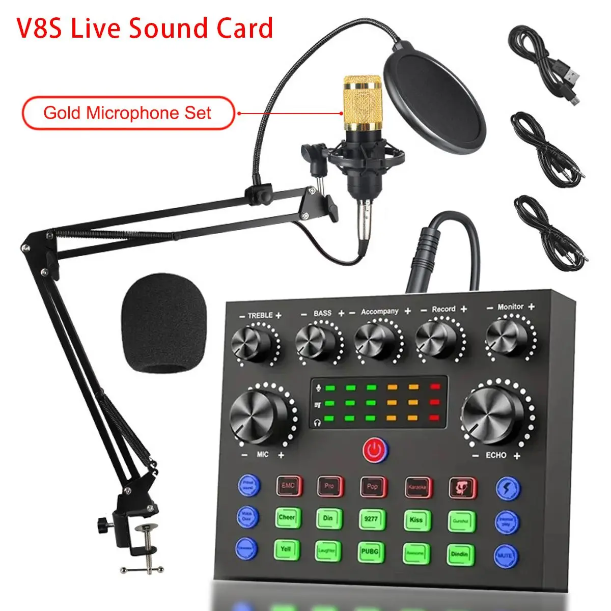 V8S with gold microphone set