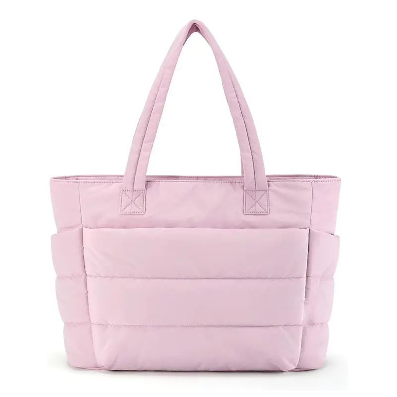 Puffer Tote Bag, Lightweight Quilted Laptop Shoulder Bag fits up to a 15.6-inch computer, aesthetic multi-pocket work/school/travel commuter bag, 20L large capacity