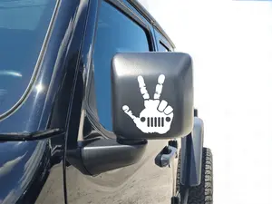 Jeep Hand Wave Peace Decal Set of 2 – Mirror Vinyl Decals for Jeep Enthusiasts