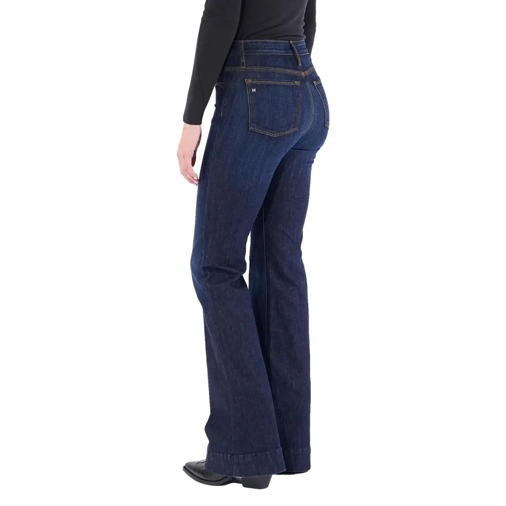 Haala Denim Women's Bella Trouser Flare Jean in Deep Ocean Gold