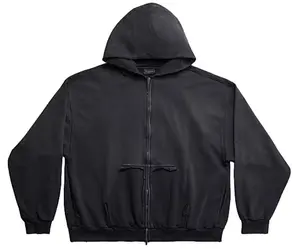 Balenciaga Rip Pocket Zip Up Hoodie