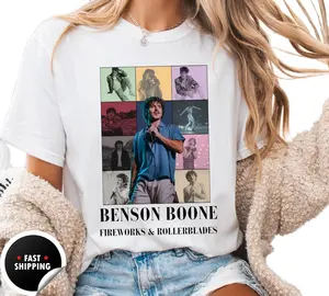 Men's 2025 Benson Boone Rollerblades Tour Vintage Short-Sleeve Fitted Cotton T-Shirt - Unisex Casual Streetwear Fan Gift Top, Essential Shortsleeve Clothes