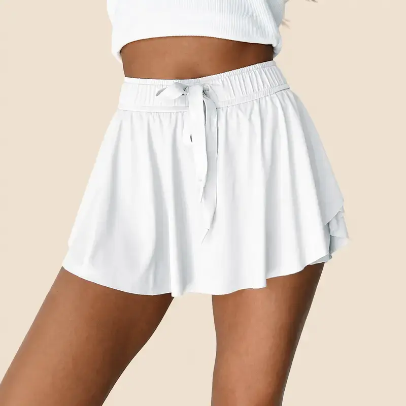 Women's Casual Drawstring Tie High Waist Lined Tennis Skorts with Tie Detail, Ideal for Casual Outings and Versatile Wear