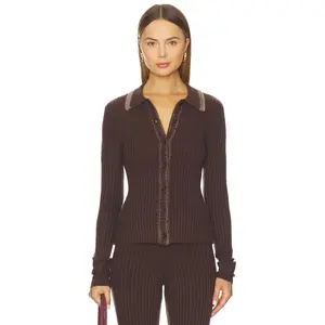 Lovers and Friends Tila Rib Cardigan in Brown & Tan