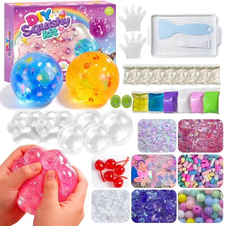 Kawaii DIY Cat Paw Squishy Kit - Super Soft Mochi Texture, Squishies Toys, Relaxing ASMR Stress Relief, Fidget Slime & Squishy Toys, Cool Gifts for Kids, Creative Play Vacation Craft Activity, Handmade Room Decor