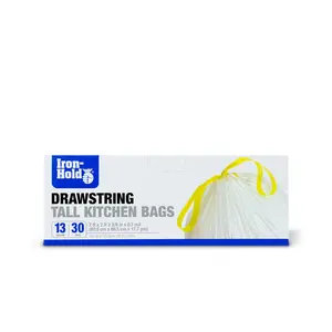 Iron Hold  13 gal Drawstring Tall Kitchen Bags, 30 per Pack - Pack of 12