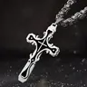 Halo Accessories Men's Stainless Steel Cross Necklace Edgy Religious Style Polished Finish for Streetwear & Casual Outfits