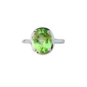 Natural Peridot Gemstone Ring 8x10mm 2.5CT, August Birthstone Peridot Ring