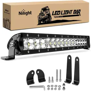 Nilight LED Light Bar 21inch 100W Spot & Flood Combo Single Row 9000LM Off Road 3D LED Fog & Driving Light Roof Bumper Light Bars for Jeep Ford Trucks Boat