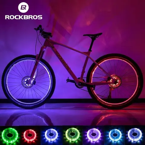ROCKBROS Bicycle Wheel Hub Light - 12 LED, 7 Colors, 15 Modes, Motion Sensor, USB Rechargeable, PC Waterproof Blinker, 300mAh, 18 Hours Runtime, 6 Pieces Included, Bicycle Accessories for MTB & Road Bikes, Ebike Spoke Wheel Add-Ons