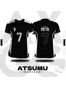 Men's Summer T-shirt Plus Size Top 3D Printed Haikyuu Inarizaki Cartoon Anime Cosplay Pattern Breathable Short Sleeved Shirt