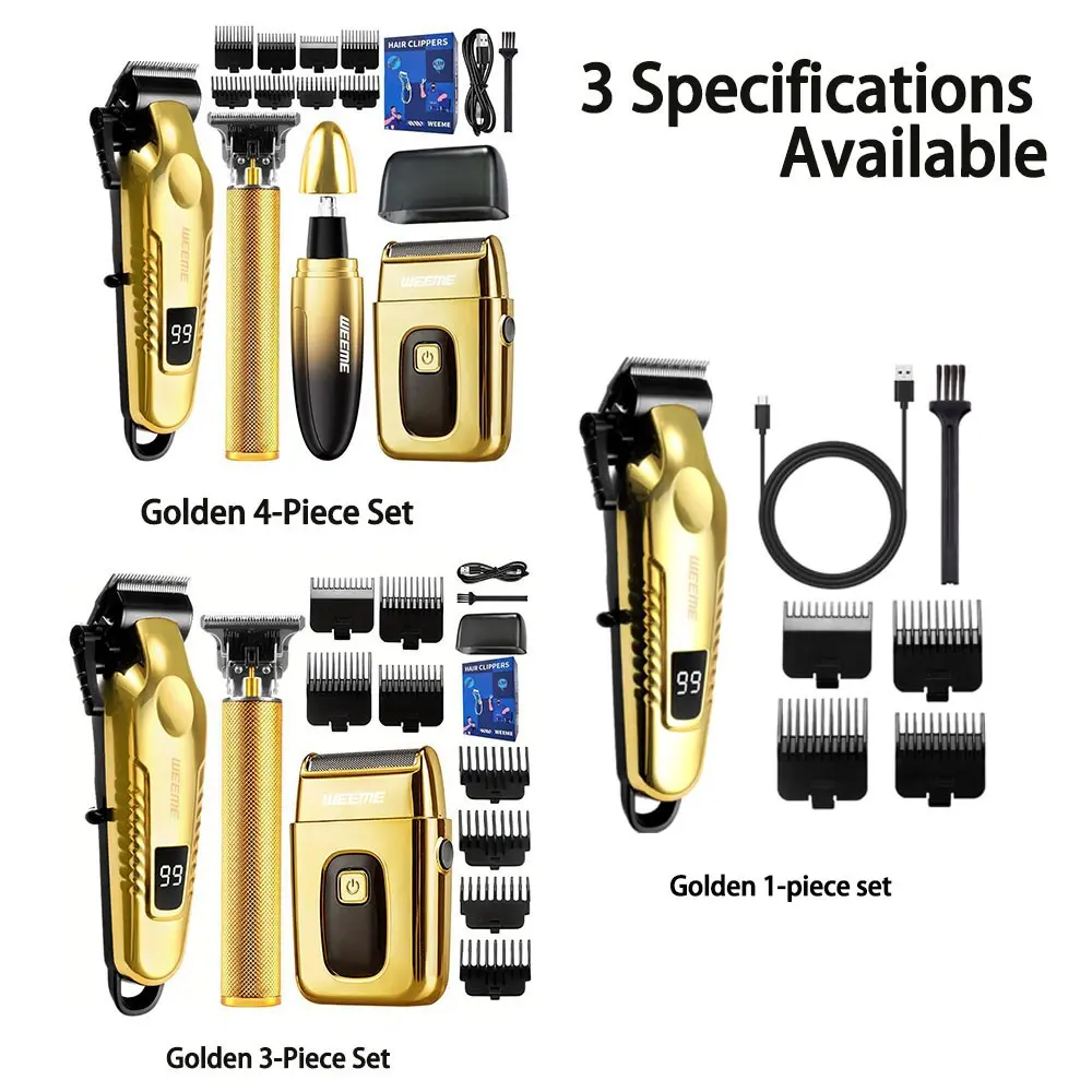 WEEME Men's Electric Shaver Set, 2/3/4pcs Rechargeable Trimmer Kit, USB Charging, T-Head Design, Perfect Gift for Father Husband Boyfriend