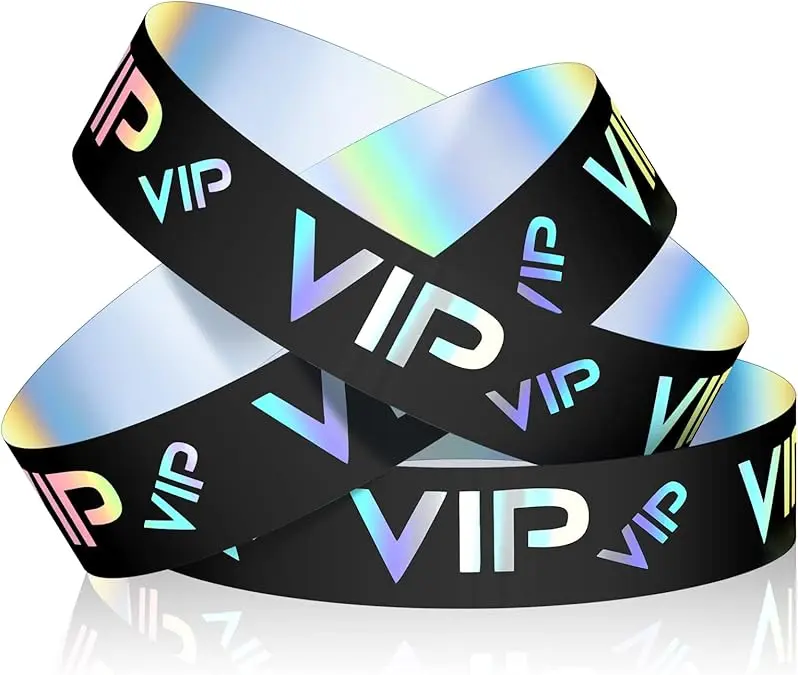 VIP Plastic Wristbands Bracelets 500 Pack  Party Events VIP Custom Wristbands Plastic Bracelets Tear proof Waterproof Wrist Bands Arm Bands Events Concerts