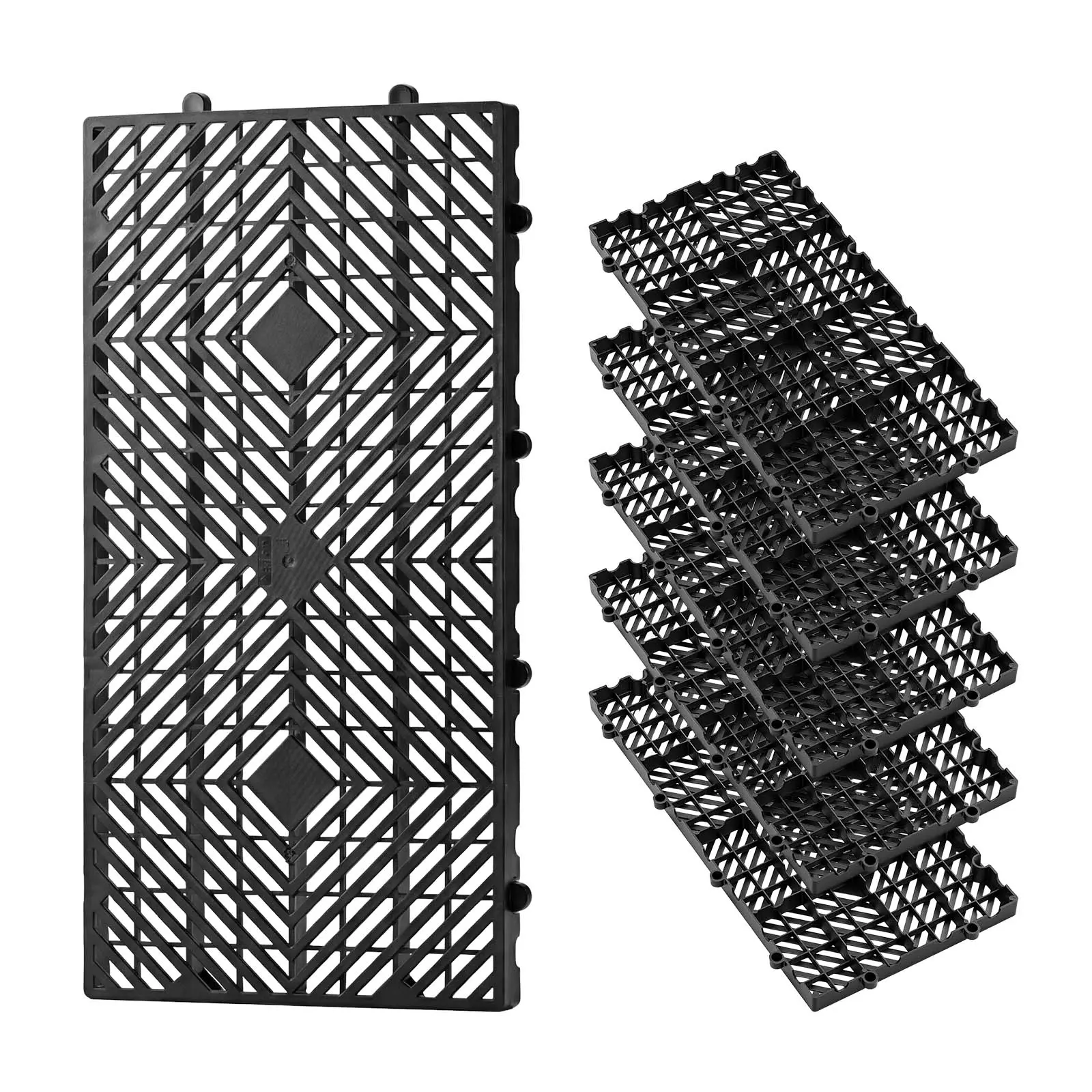 【SummerFinds】VEVOR 6 Pcs Indoor HDPE High-Density Plastic Pallets, 23.6"x11.8"x1.2" Black, Breathable Grid Storage Pads, Waterproof Durable Nestable Lightweight, Easy Setup Space-Saving, High Load Capacity, Improves Storage & Transportation Efficiency
