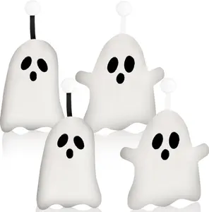 4 Pack Ghost Hand Towels Halloween Luxury Bathroom Kitchen Decor Dish Towels Clean, Dry Sets Hanging Hand Towels for Halloween, 9.5 X 3.2 Inches