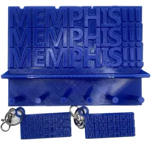 MEMPHIS!!! Keyholder Key Hooks and Keyrings - Blue Color, Unique Text Design, 8 Inches, Plastic, Keyholder Key Hooks for Secure Keyholding