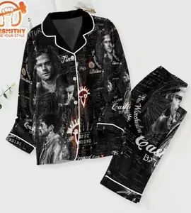 Supernatural Back in Black Pajamas Set – Movie & TV Show Inspired Sleepwear – Cozy Fan Nightwear Outfit Gift