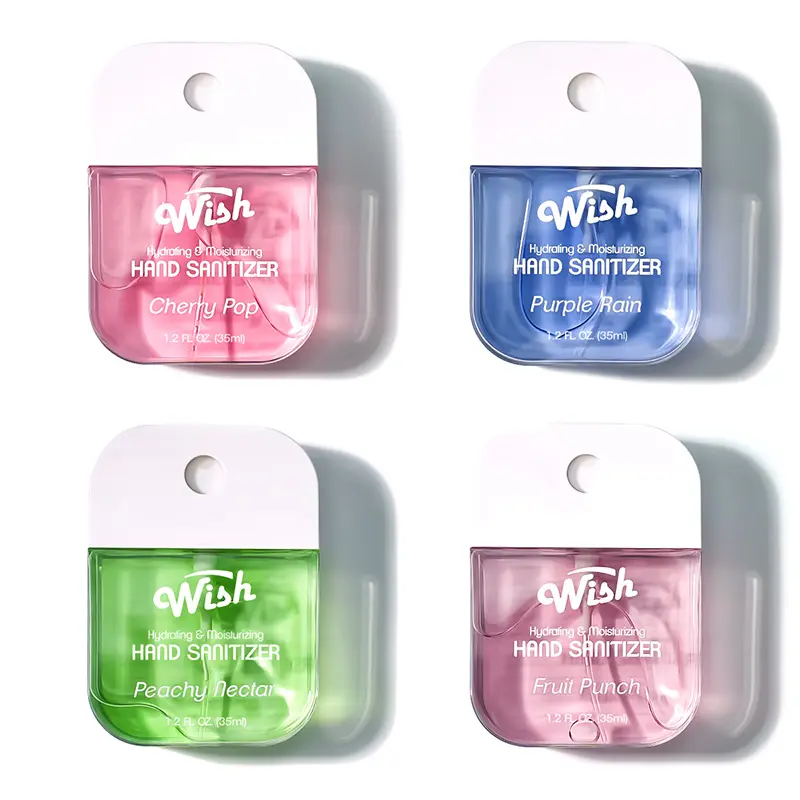 Wish 1.2oz Liquid Hand Sanitizer Spray With Bag, Pocket Hand Sanitizer Bottle, 500-Sprays Each, Portable Hand Sanitizer Spray, 4 Flavors Travel Size