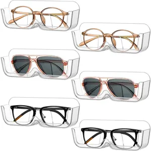 6 Pcs Sunglasses Wall Organizer Plastic Sunglasses Holder Display Stand Eyeglasses Storage(Clear)