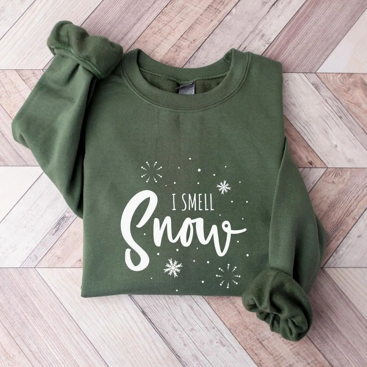 I Smell Snow Sweatshirt, Christmas Girl Graphic Crewneck, Trendy Xmas Snow Sweater, Cozy Winter Holiday Apparel, Christmas Party Outfit, Festive Gift for Women & Men