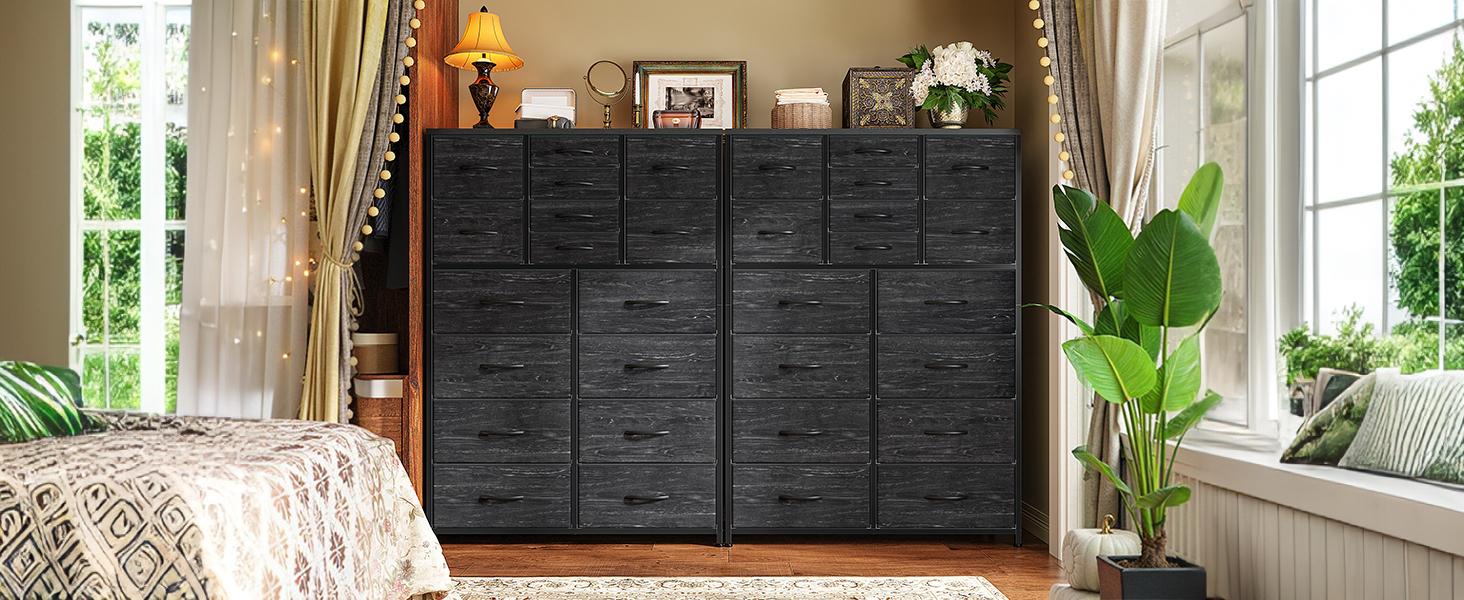 [Home Decor Refresh]RaybeeFurniture Tall Dresser with 12/13/16 Drawers, Large Capacity Storage Organizer with Wood Top & Metal Frame, Fabric Chest Organizer Unit with Fabric Bins, Modern Spacious Storage Tower for Bedroom, Closet, Living Room, Entryway