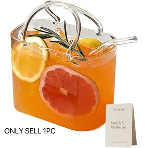 Purse Drinking Glass, Glass Purse for Drinks, Unique Wine Glasses with Straw, Decorative Fish Bowl Vase with Straw, Handbag Vases for Cute Room Decor, For Fruit Juice, Tea, Flowers