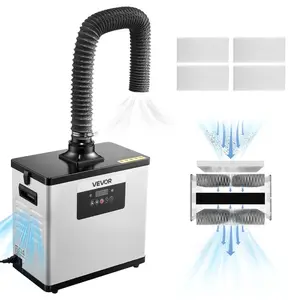 VEVOR Solder Fume Extractor, Upgraded 4-Stage Filtration Soldering Smoke Absorber with 510 m/h Strong Suction, 10-Speed Remote Control Brushless Smoke Extractor for Laser Engraving, 3D Printing