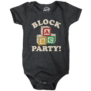 Block Party Baby Bodysuit Funny Sarcastic Kids Blocks Graphic Jumper for Infants Funny Baby Onesies Funny Sarcastic Onesie Novelty Onesie Black -