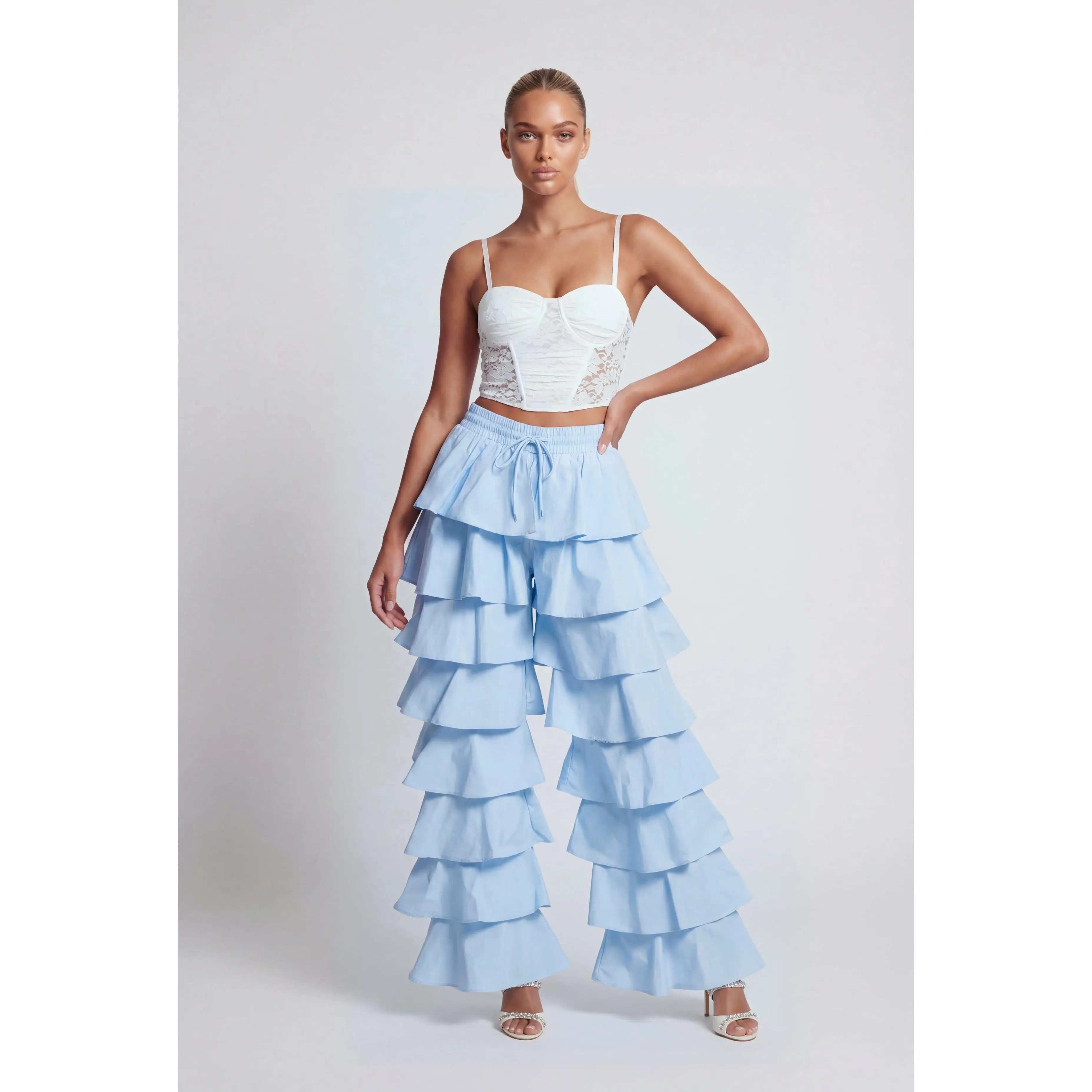 Lia Ruffle Tiered Wide-Leg Pants