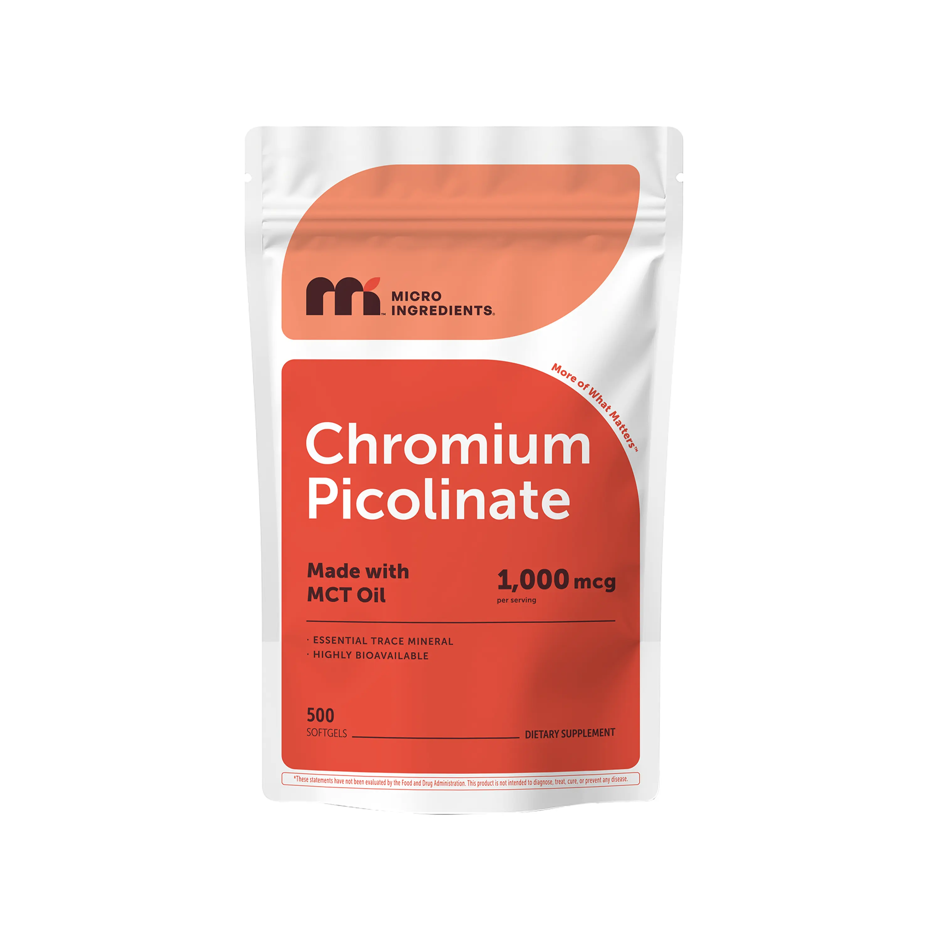 Micro Ingredients Chromium Picolinate 1000mcg with MCT Oil, 500 Softgels Micro Ingredients Chromium Picolinate 1000mcg with MCT Oil, 500 Softgels