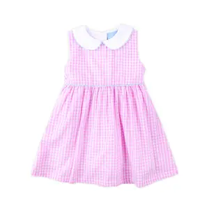 Light Pink Gingham Heidi Dress with Peter Pan Collar - Cute Spring Dress for Girls